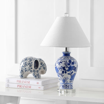 Song 21.5" Ceramic/Crystal Chinoiserie Floral LED Table Lamp - JONATHAN Y